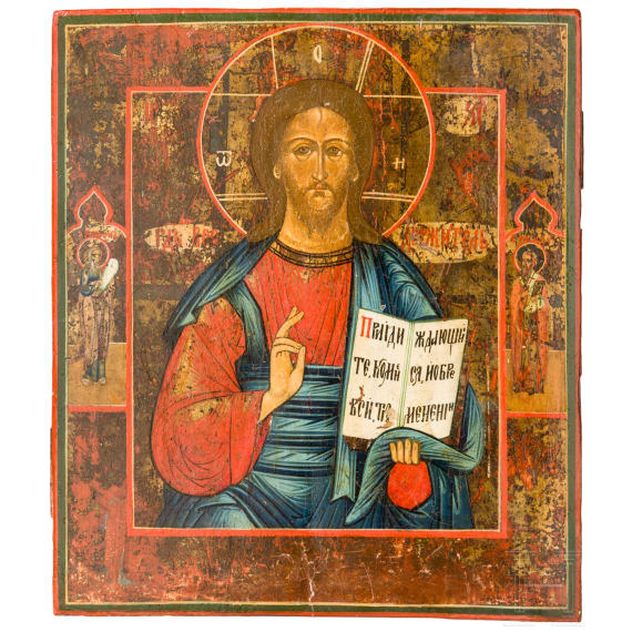 An icon showing Christ Pantokrator, Russia, Vetka, circa 1900