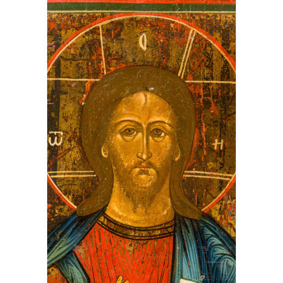 An icon showing Christ Pantokrator, Russia, Vetka, circa 1900