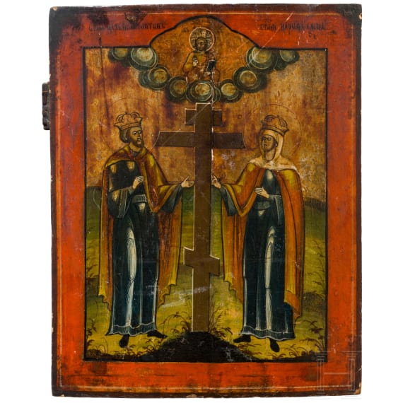 A Russian icon showing Saints Constantine and Helena, 19th century
