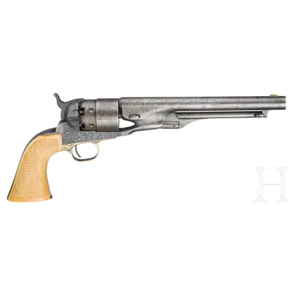 Colt Mod. 1860 Army, graviert, Elfenbeingriffe