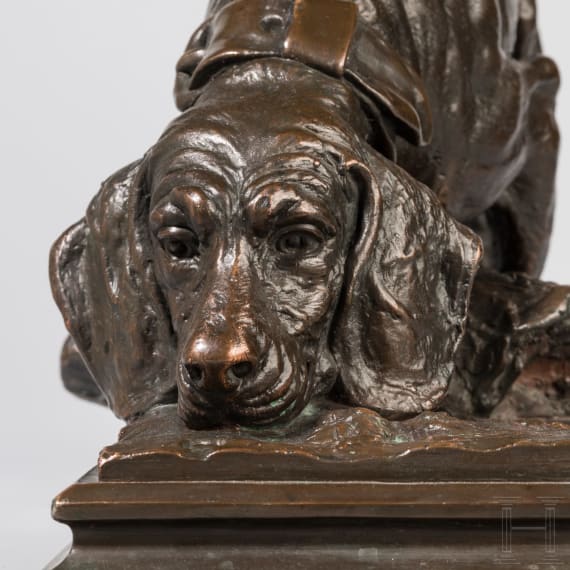 Jagdhund-Plastik als Offiziers-Schie&szlig;preis, datiert 1896