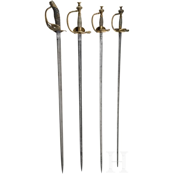 Vier Degen f&uuml;r Offiziere der Infanterie, 2. H&auml;lfte 19. Jhdt.