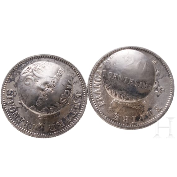 Ein Paar silberne Geschenk-Manschettenkn&ouml;pfe aus dem Krieg 1870/71