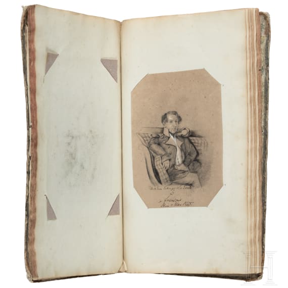 Album mit handgezeichneten Offiziersportraits, um 1830 - 1850