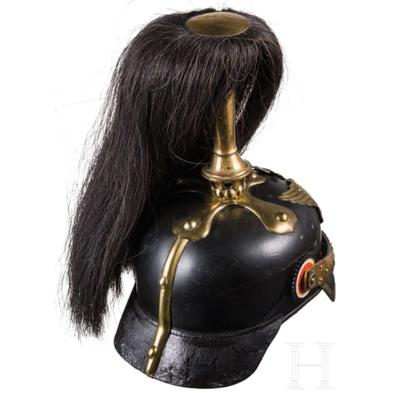 Helm f&uuml;r Mannschaften im Dragoner-Regiment Nr. 9, mit Paradebusch, um 1900