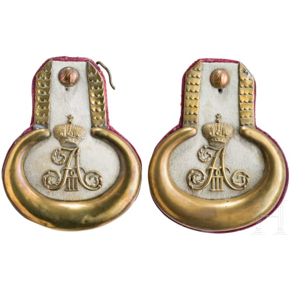 Ein Paar gro&szlig;e Epauletten f&uuml;r Mannschaften im Ulanen-Regiment Kaiser Alexander III. von Ru&szlig;land (Westpreu&szlig;isches) Nr. 1