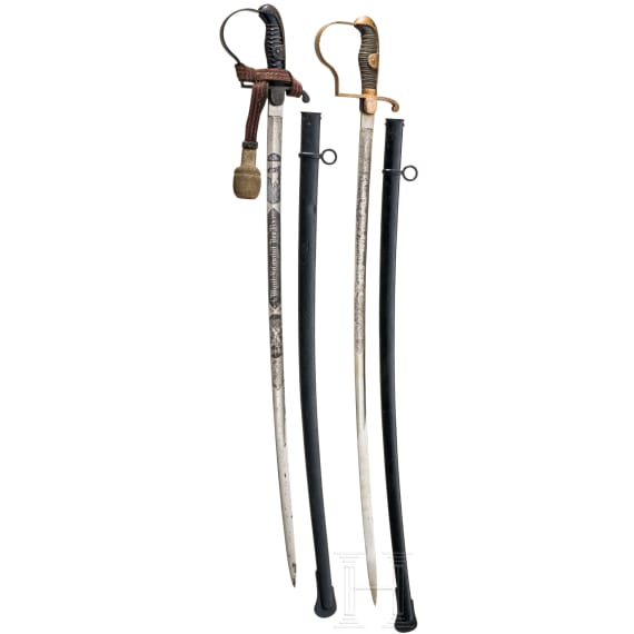 Two sabres of the W&uuml;rttemberg field artillery, from 1905 onwards