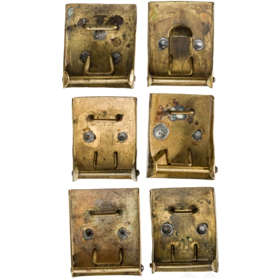 Six belt buckles for enlisted men, circa 1870 - 1918