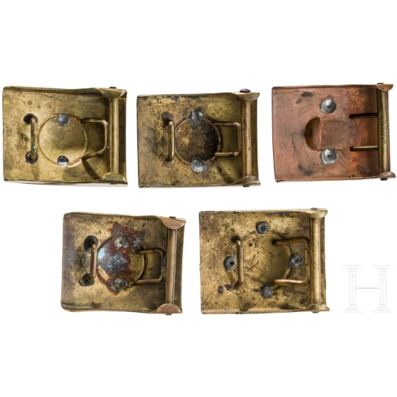 Five belt buckles for enlisted men, circa 1870 - 1918