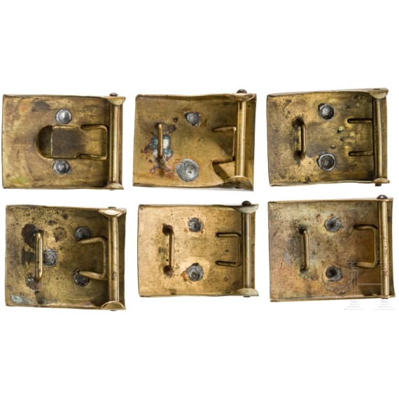Five belt buckles for enlisted men, circa 1870 - 1918