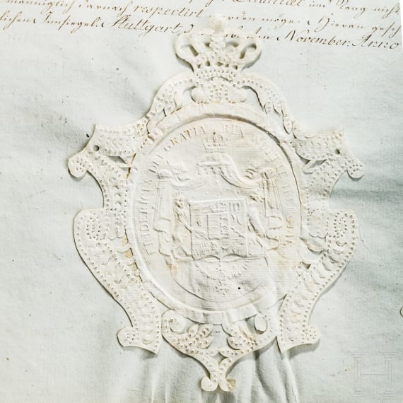 Generalmajor Carl Friedrich von Kerner (1775 - 1840) - patent to Lieutenant 1794 signed by Duke Ludwig Eugen and to General Major 1811 signed by King Friedrich of W&uuml;rttemberg
