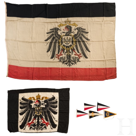 Two German flags and five pennants, 20th century