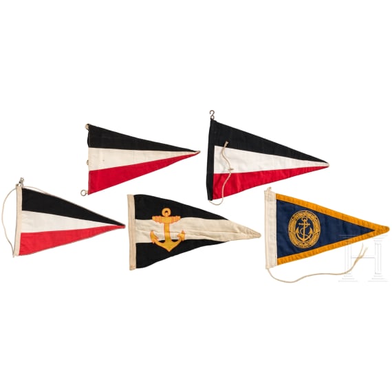 Two German flags and five pennants, 20th century