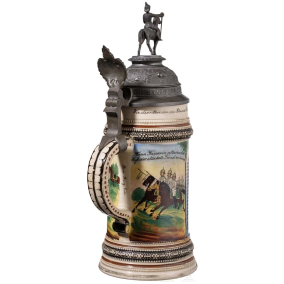 A reservist mug of Reservist H&uuml;lsdell, Cuirassier Regiment Count Gessler (Rhenish) No. 8, Deutz, 1899 - 1902