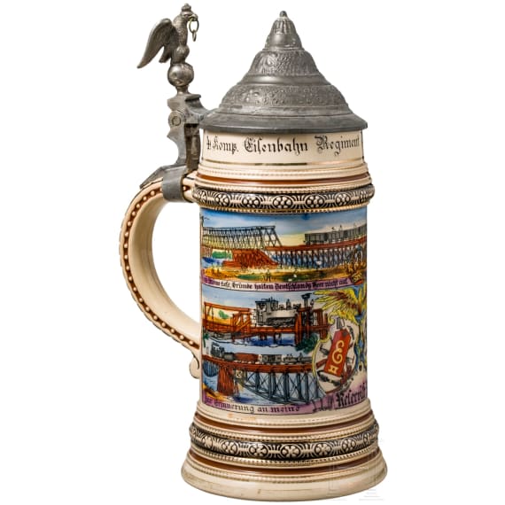 A reservist mug of Reservist Prauls of the 4th Company of the Railway Regiment No. 2 in Berlin-Sch&ouml;neberg, 1910-12