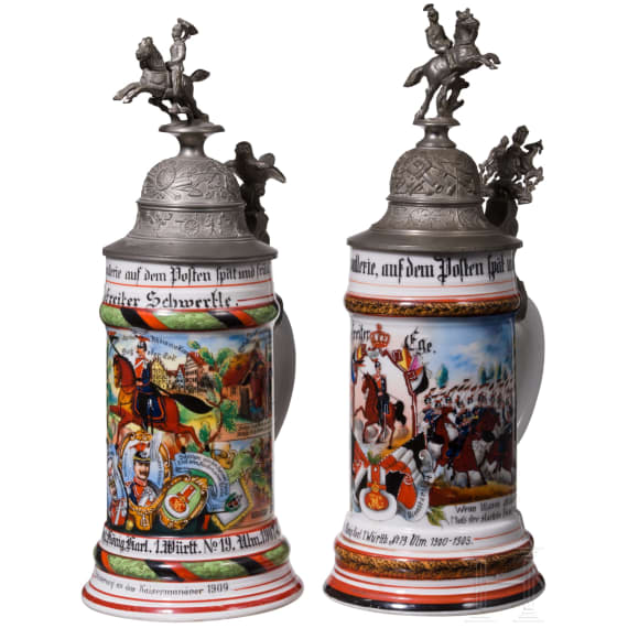 Two reservist mugs, W&uuml;rttemberg Uhlan Regiment "King Karl"