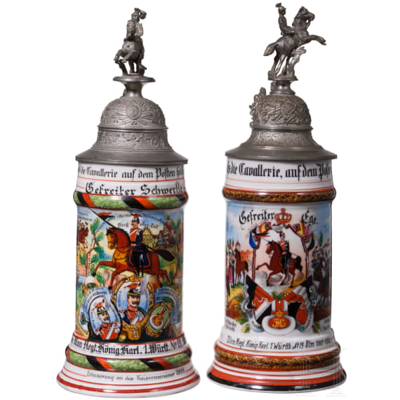 Two reservist mugs, W&uuml;rttemberg Uhlan Regiment "King Karl"