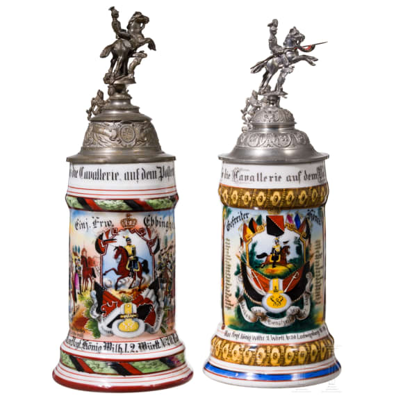 Two reservist mugs of the W&uuml;rttemberg Uhlan Regiment "King Wilhelm I"