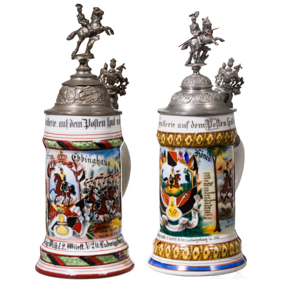 Two reservist mugs of the W&uuml;rttemberg Uhlan Regiment "King Wilhelm I"