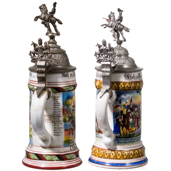Two reservist mugs of the W&uuml;rttemberg Uhlan Regiment "King Wilhelm I"