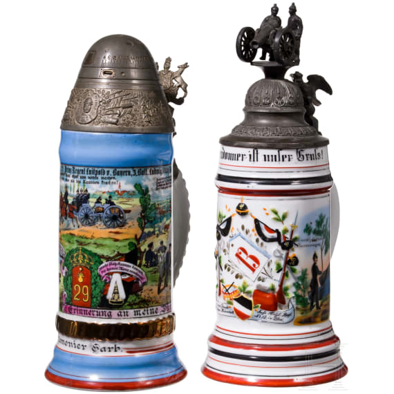 Three reservist mugs and one souvenir mug from different W&uuml;rttemberg regiments