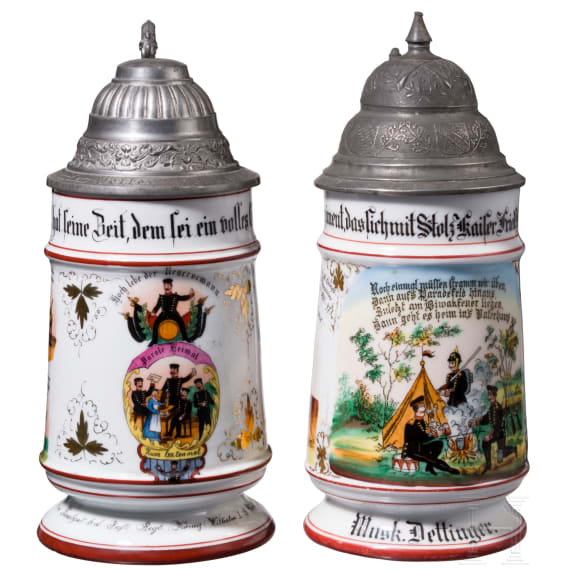 Four early reservist mugs from W&uuml;rttemberg regiments
