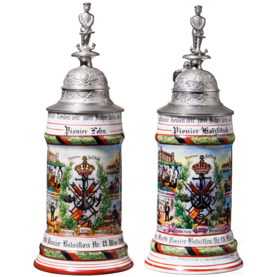 Two reservist mugs from "Pioneer Battalion No. 13, Ulm"