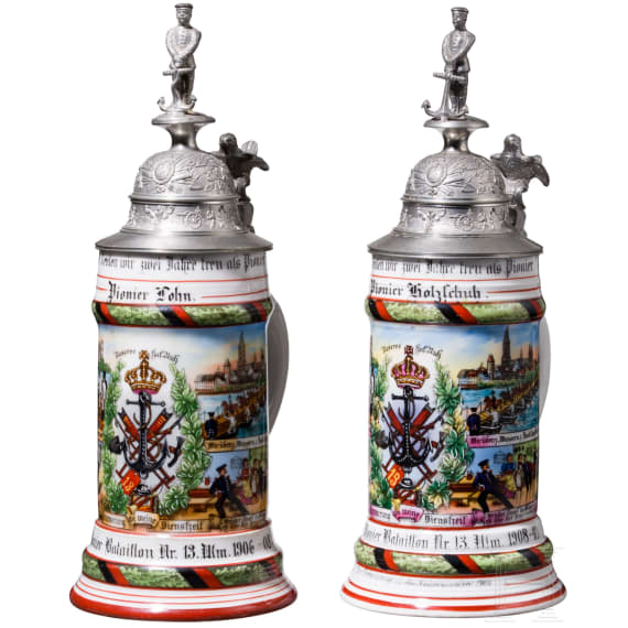 Two reservist mugs from "Pioneer Battalion No. 13, Ulm"