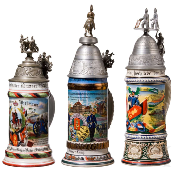 Three reservist mugs from Ludwigsburg artillery regiments