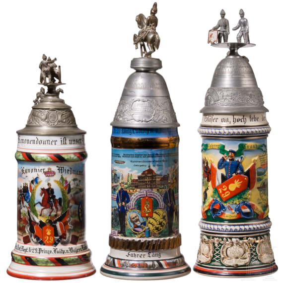 Three reservist mugs from Ludwigsburg artillery regiments