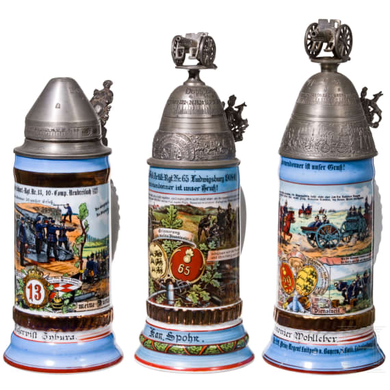Three reservist mugs from different artillery regiments