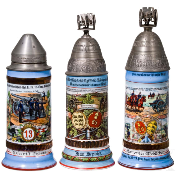 Three reservist mugs from different artillery regiments