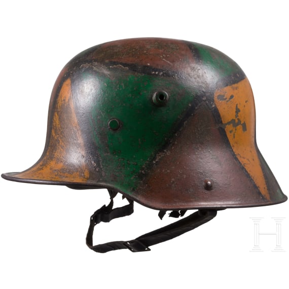 A steel helmet M 16 with camouflage painting