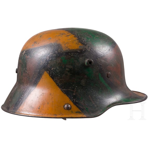 A steel helmet M 16 with camouflage painting