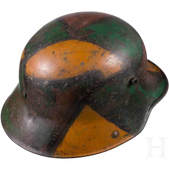 A steel helmet M 16 with camouflage painting