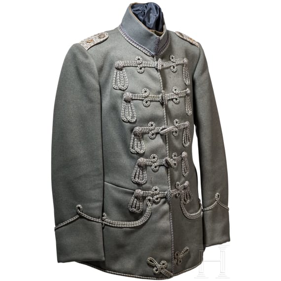 A field grey attila for officers in the Prince Bl&uuml;cher von Wahlstatt Hussar Regiment (Pomeranian) No. 5