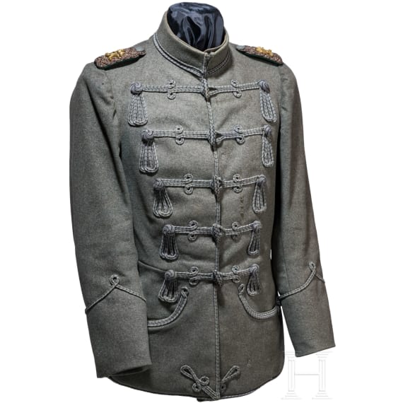 A field grey Attila for staff officers in the 2nd Westphalian Hussar Regiment No. 11, dated 1916