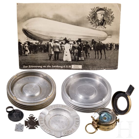 A collection of Zeppelin parts, badges and aircraft parts
