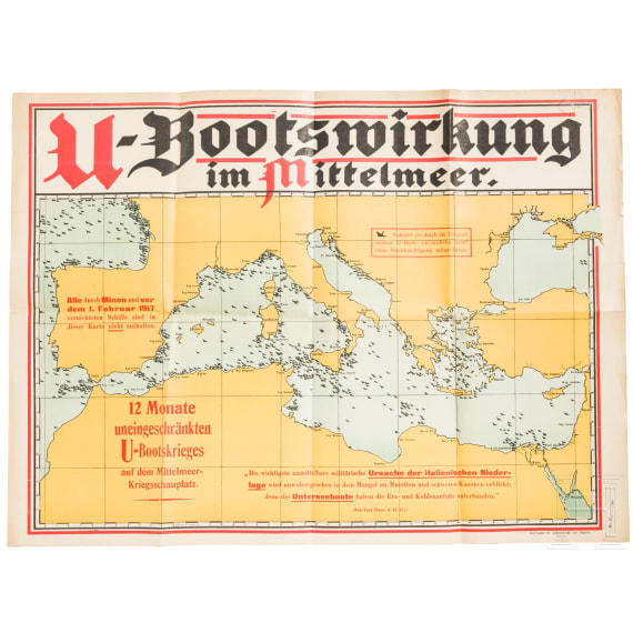 WWI propaganda poster "U-Bootswirkung im Mittelmeer"