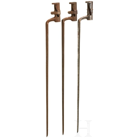 Drei Dillenbajonette zum Infanteriegewehr M1858 (Podewils), Bayern