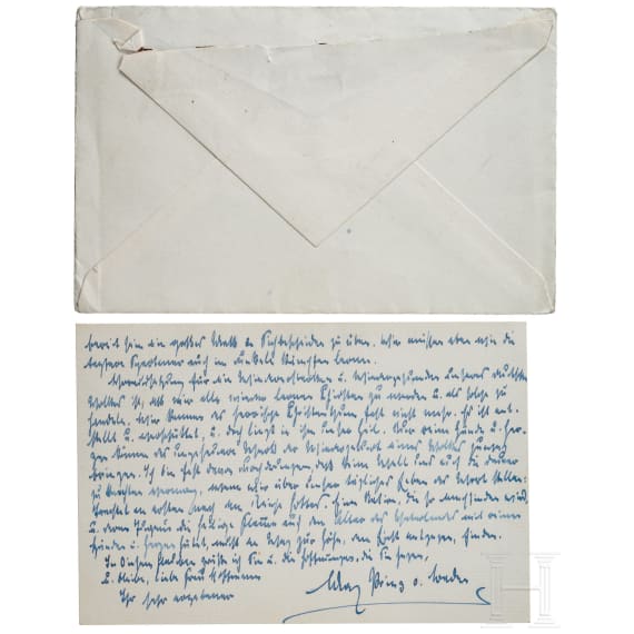 Maximilian Prinz und Markgraf von Baden (1867 - 1929) - eigenh&auml;ndig geschriebene Karte mit an die Sammlerin adressierten Kuvert 1924