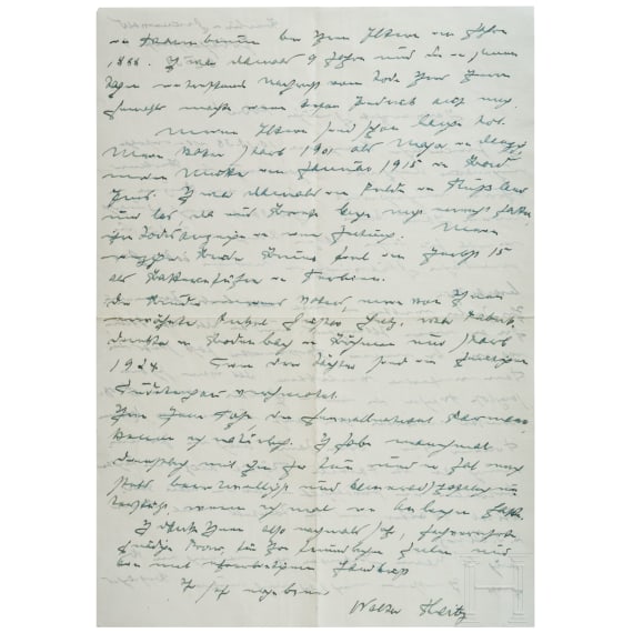Generaloberst Walter Heitz (1878 - 1944) - eigenh&auml;ndiger, zweiseitiger Brief an die Sammlerin 1939