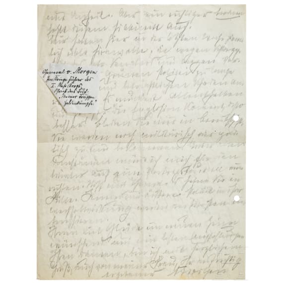 General Kurt von Morgen (1858 - 1928) - zweiter Teil eines handschriftlichen Briefes