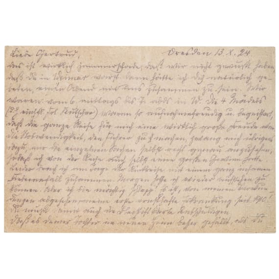 Generalmajor Georg Maercker (1865 - 1924) - eigenh&auml;ndig geschriebene und signierte Postkarte an die Sammlerin