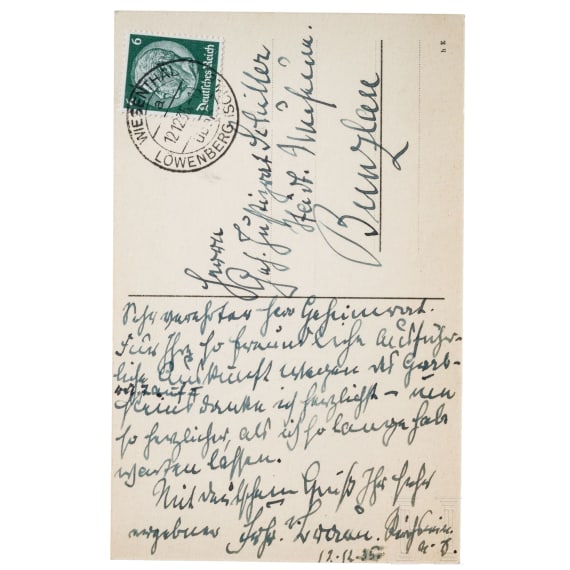Magnus Freiherr von Braun (1878 - 1972) - Ansichtskarte, 1935