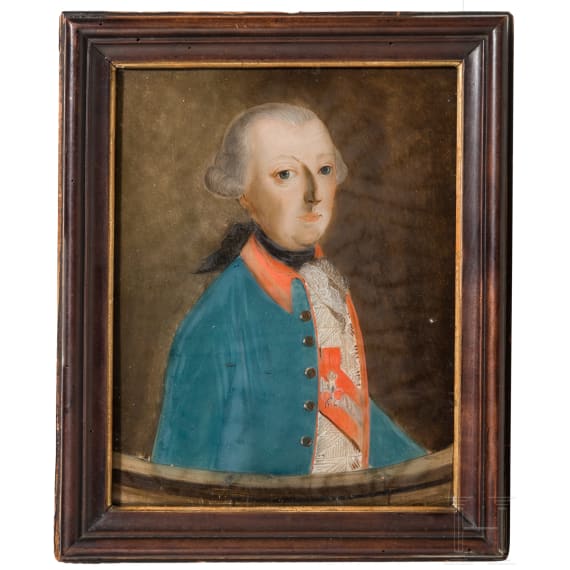 Portrait von Kaiser Joseph II. als Hinterglasbild, deutsch/&ouml;sterreichisch, 18. Jhdt.