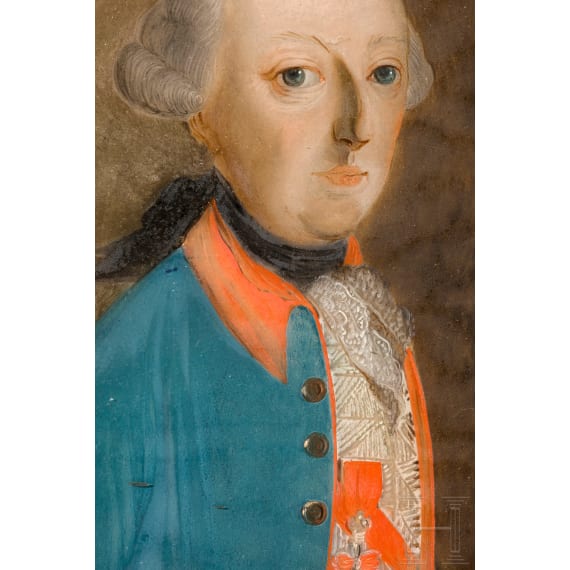 Portrait von Kaiser Joseph II. als Hinterglasbild, deutsch/&ouml;sterreichisch, 18. Jhdt.