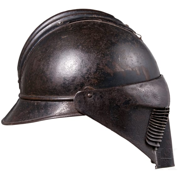 A steel helmet M 15 &ldquo;Adrian&rdquo;, with flip-up face shield