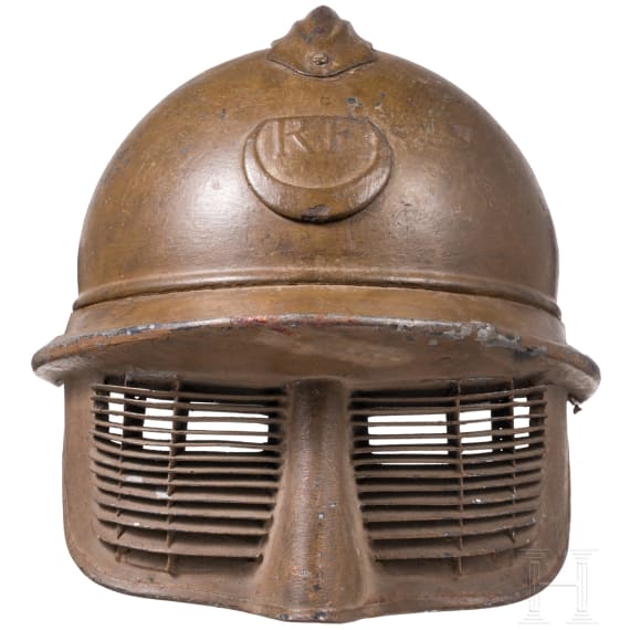 A steel helmet M 15 "Adrian" for North Afrikan Troups, with face mask