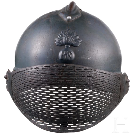 A steel helmet M 15 "Adrian" for the infantry, with flip-up face shield